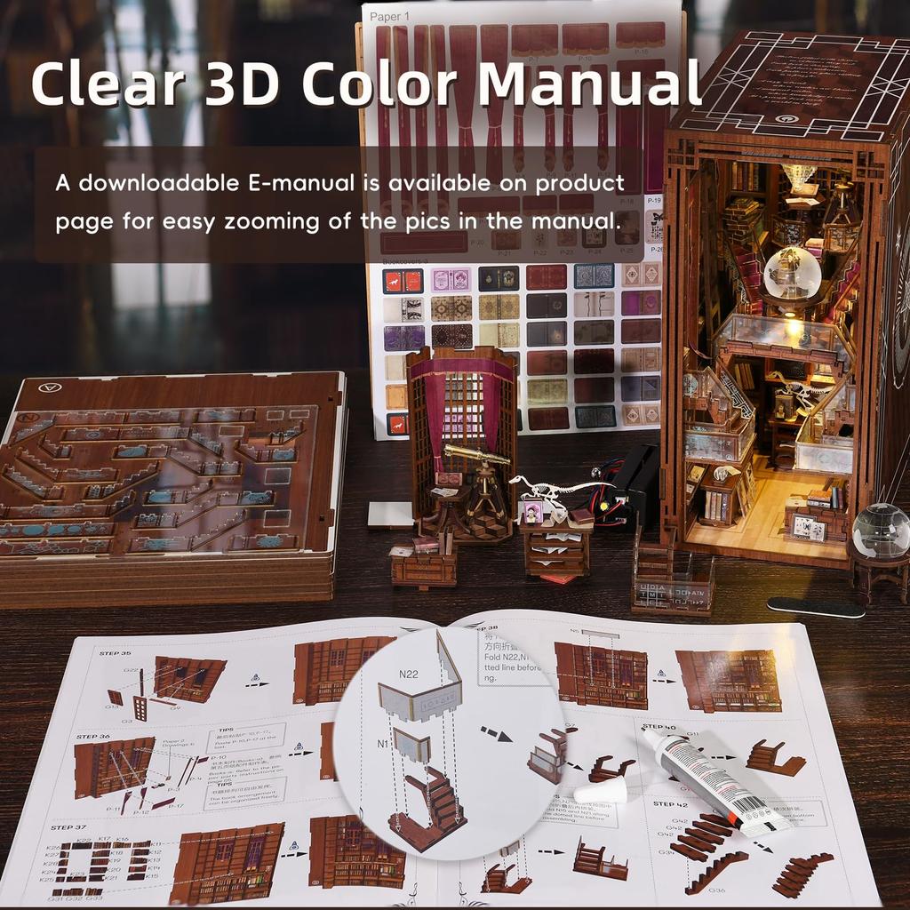 MiniCity DIY BookNook Kit Dollhouse Kit Miniature House Kit BookNook Suitable for and Birthday Collectible with LED Light the - - - - Beginners,