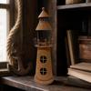 Metal Lighthouse Candle Holder with Rusted Finish Rustic for Mantel, Entryway