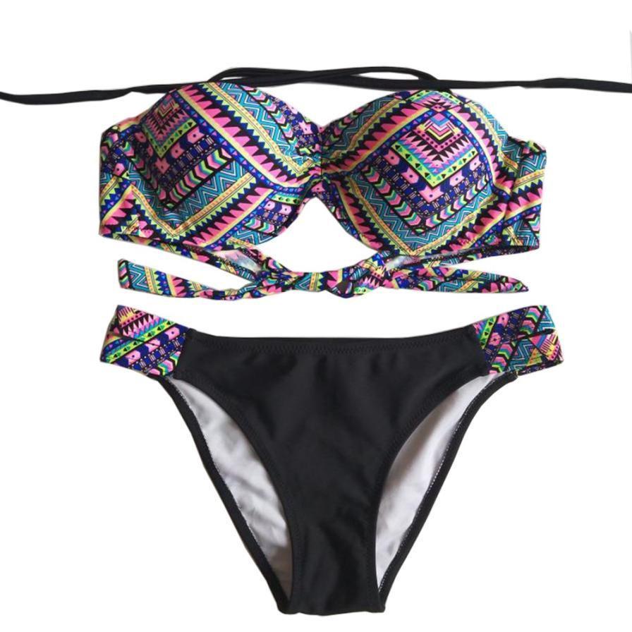 Retro Summer Beach Striped Print Swimwear With Premium Quality Fabric And Timeless Design