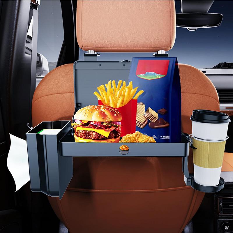 Car Backseat Organizer Food Tray Snack Table With Cup Holder Multifunctional Car Headrest For Road Trip Car Interior Accessories
