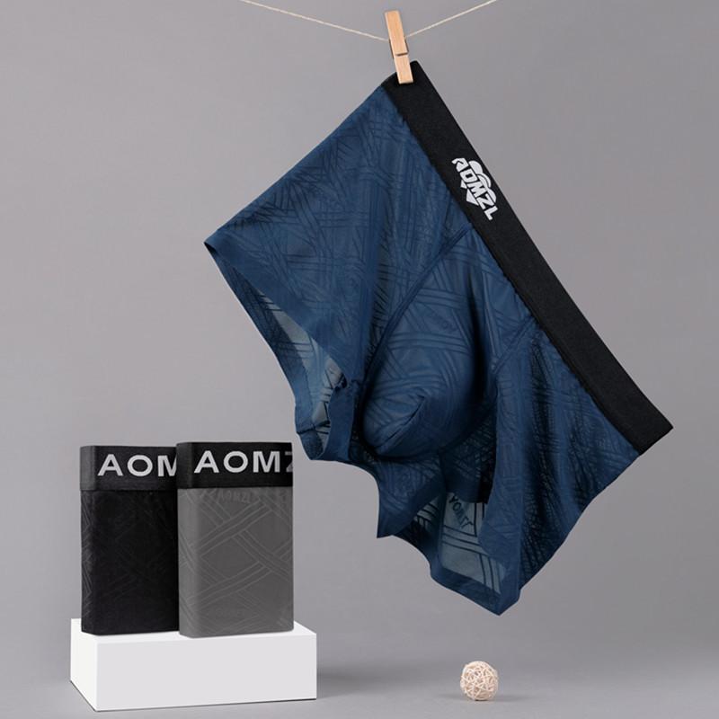 Nové žakárové bezešvé prodyšné boxerky z ledového hedvábí pohodlné pánské čtyřrohé šortky hlava