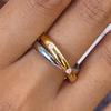 Yori White Cubic Zirconia Two Tone Double Layer Cast High Quality Ring Water Resistant Texture Fashion Daily Jewelry