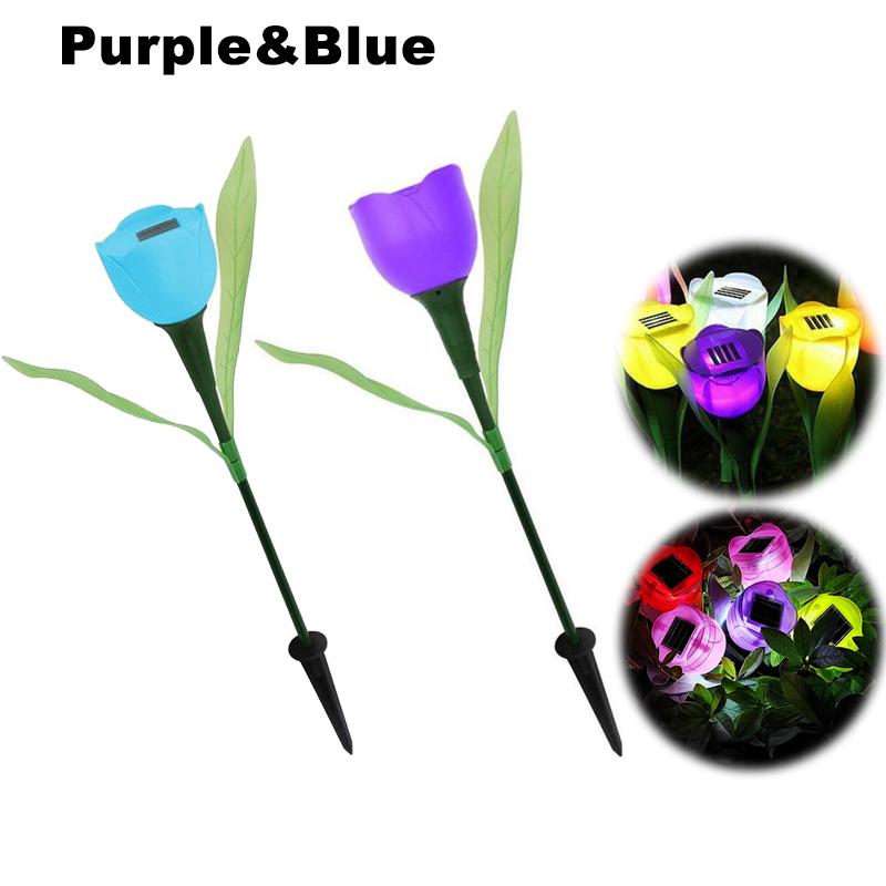 1Pcs Garden Tulip Flower Shape LED Solar Powered Waterproof Tube Lawn Lights Standing Decor for Yard Outdoor Party Xqmg