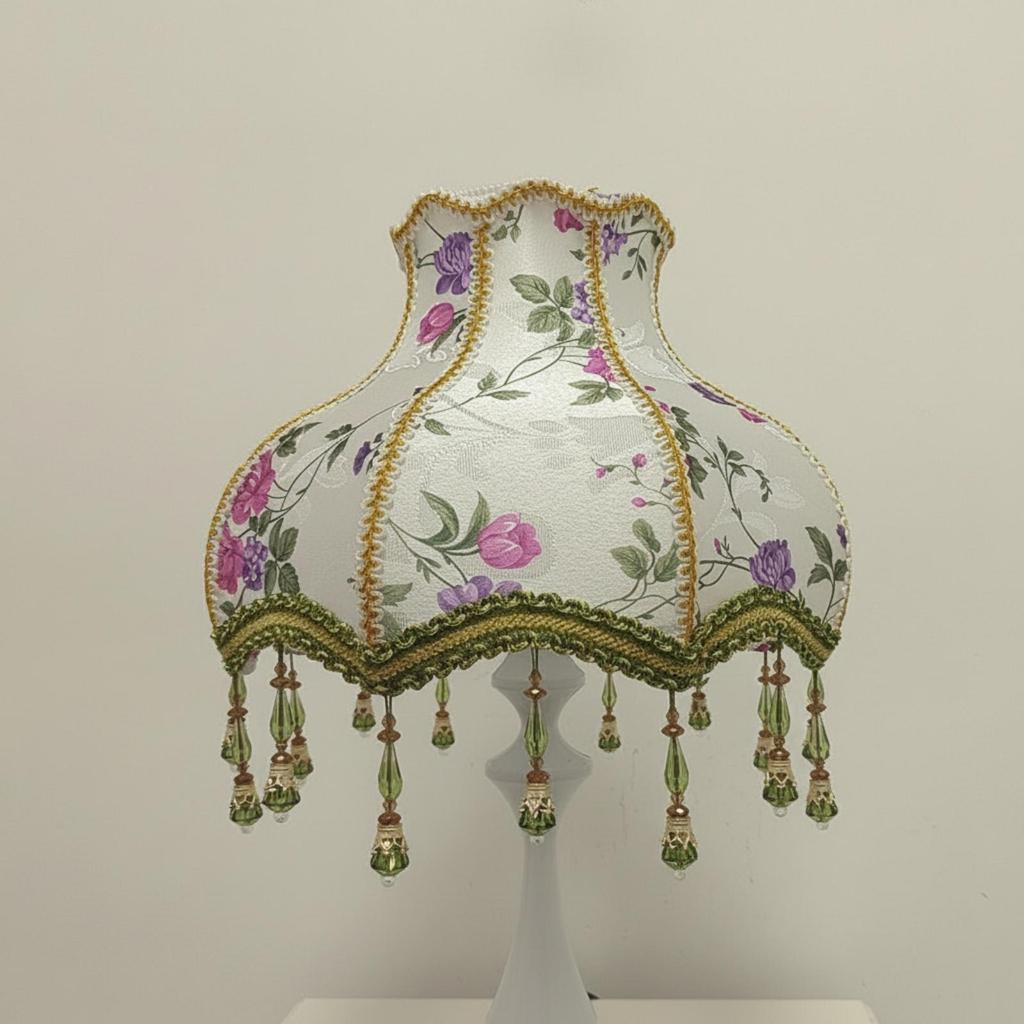 Lampshade with Bead Fringe Boho for Living Room, Cottage Decor