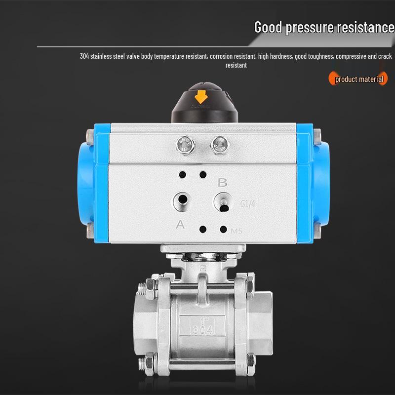 Q611F-16 Pneumatic 304 Stainless Steel Three-Piece Ball Valve, DN15-50 Sizes Available