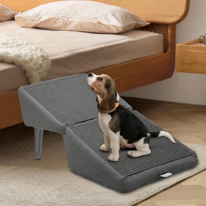 Foldable Dog Ramp With Adjustable  Height wooden anti-slip pet Footrest stool Kitten Puppy Ladder for Small Cats And pets