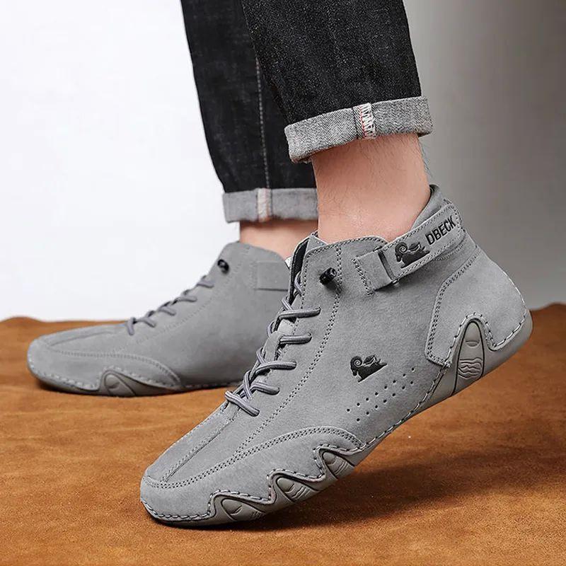 Men Casual Shoes Leather Sneakers Luxury  New In Fashion Loafers Shoes Waterproof Lace Up Man Motorcycle Boots Footwear Men