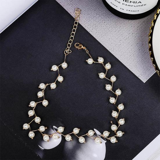 Fashion Women Faux Pearl Beaded Choker Short Chain Necklace Party Jewelry Gift