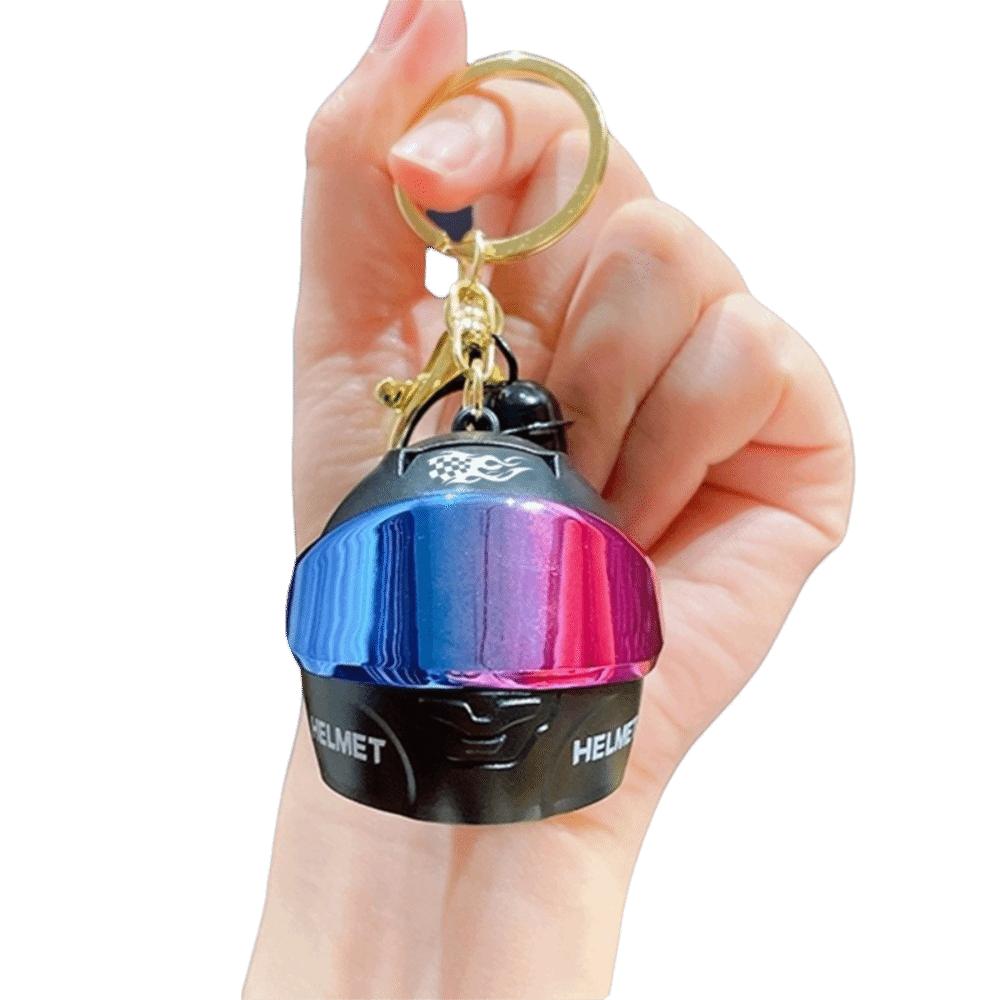 Matte Motorcycle Helmet Keychain Luminous Key Ring Fashion Key Pendant Backpack