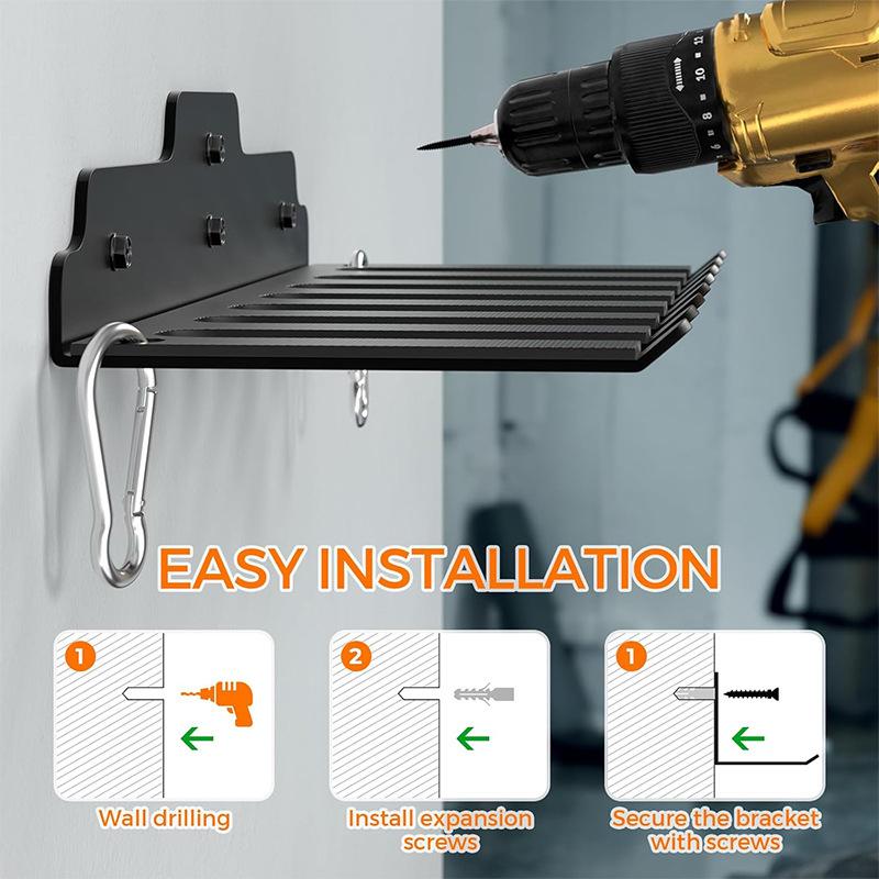 Wall Mount Rod Storage Rack Garage Organizer Trimmer Rack Garden Power Tool Hanger Vertical Hanging Heavy Duty Barbell Storage