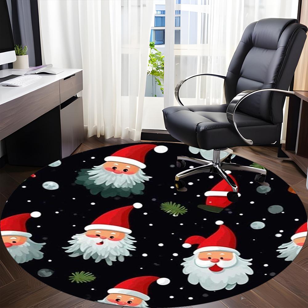 1pc Christmas Santa Claus Chair Carpet for Office Non-Slip, Machine Washable Rug for Office, Room - Polyester, Machine Made yy251029237