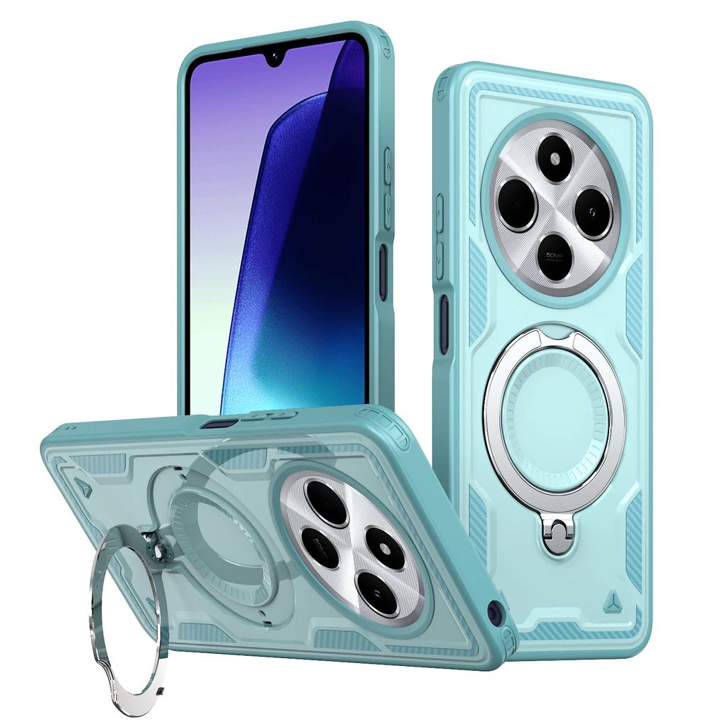 For Xiaomi Redmi 14C Case Military Armor Shockproof 360° Rotating Magnetic Metal Ring Stand TPU Frame Plastic Phone Cover Fundas