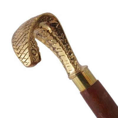 Hole s hlavou Cobra a vycházkové hole pro muže Ženy 91,44 cm hnědé dřevo Mosazná rukojeť Unisex Derby Skládací hůl