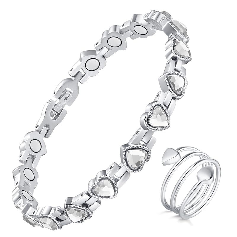 Jecanori Ultra Strength Magnetic Bracelet for Women, Women s Effective Titanium Steel Magnetic Bracelet with 3500 Gauss Magnets, Jewelry Gift with Z-silver