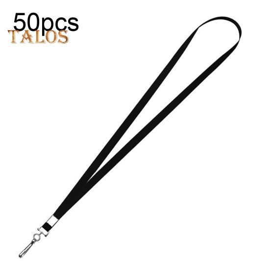 50 Pcs Black Lanyard Bulk Badge Lanyard for Office ID Badges Keys Flat Neck Lanyard with Badge Clip Swivel Hook for Schools Cruise Office Kids