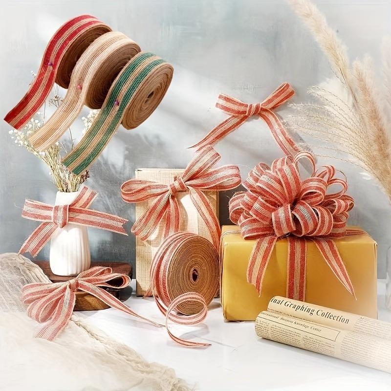 Vintage-Inspired Burlap Ribbon Set - 0.98inch/10 Yards Natural Jute Fabric for Wedding Decor Crafts Bows