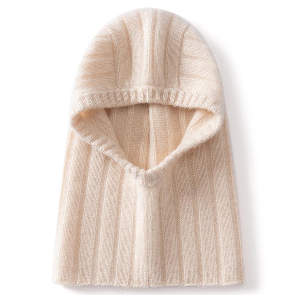 Autumn and Winter% Pure Cashmere Hat Women's Balaclava Hat Cold Protection Cover Ear Protection Wool Knitted Hat Men