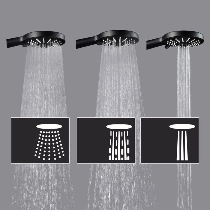 Shower Column - Black - Stainless Steel - Adjustable Height - Hand Shower Included - Adjustable Wall Mounting