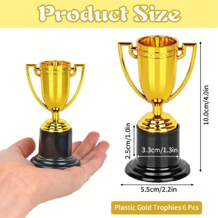 6Pcs Award Trophies Cups Soccer Medals Prize Cup Plastic Small Trophies Sports Meeting Reward Props Party Gifts Enduring