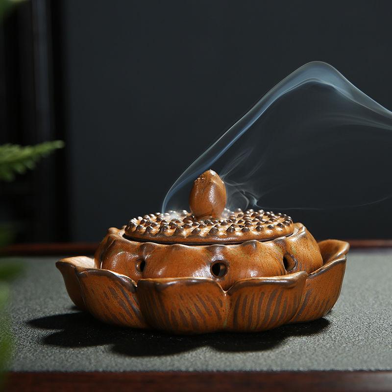 Ceramic Incense Burner, Retro Style, Home Living Room Bedroom Indoor Sandalwood, Hall Offering Buddha Tea Ceremony Censer, 1Pc