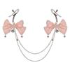Sexy Aurora Bowknot BDSM Set Non-Piercing Nipple Clamps with Butt Plug Long Chain Dangle Bell Heart Adult Roleplay Lingerie Jewe