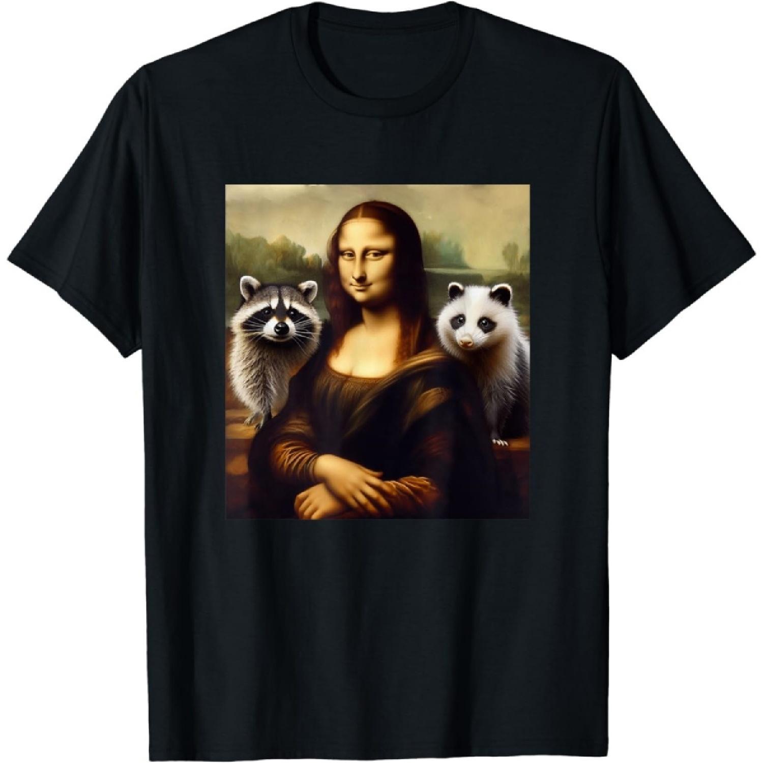 Mona Lisa with Racoon and Opossum T-Shirt S