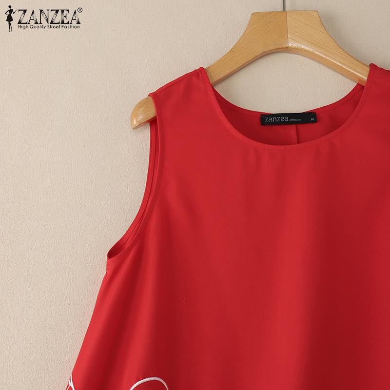 ZANZEA Women Summer Round Neck Casual Sleeveless Tank Tops