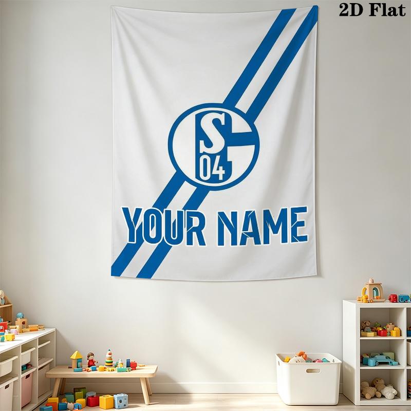 Custom Name FC Schalke 04(3) Wall Tapestry Aesthetic Wall Hanging Printed Fabric Blanket Decorative Tapestries for Bedroom Living Room Home Decor