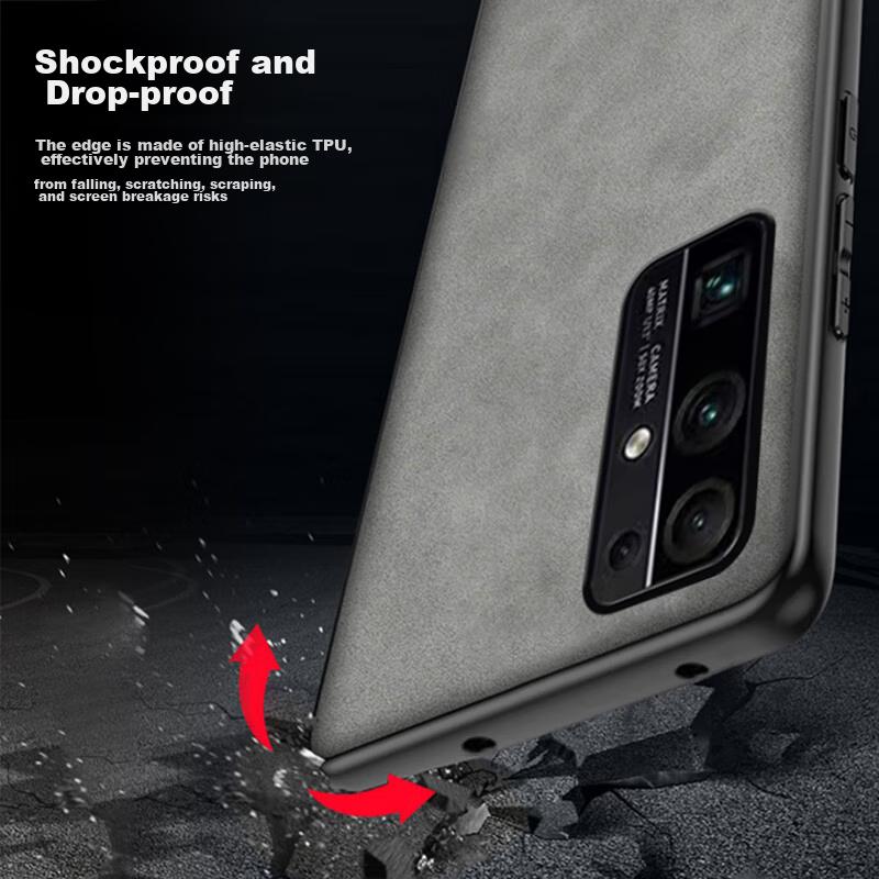 Honor 30 Phone Case, Honor 30 Full Lens Protection, Silicone Soft Edge, Shockproof, Ultra-Thin, Simple And Leather Texture Case, Quiet Black
