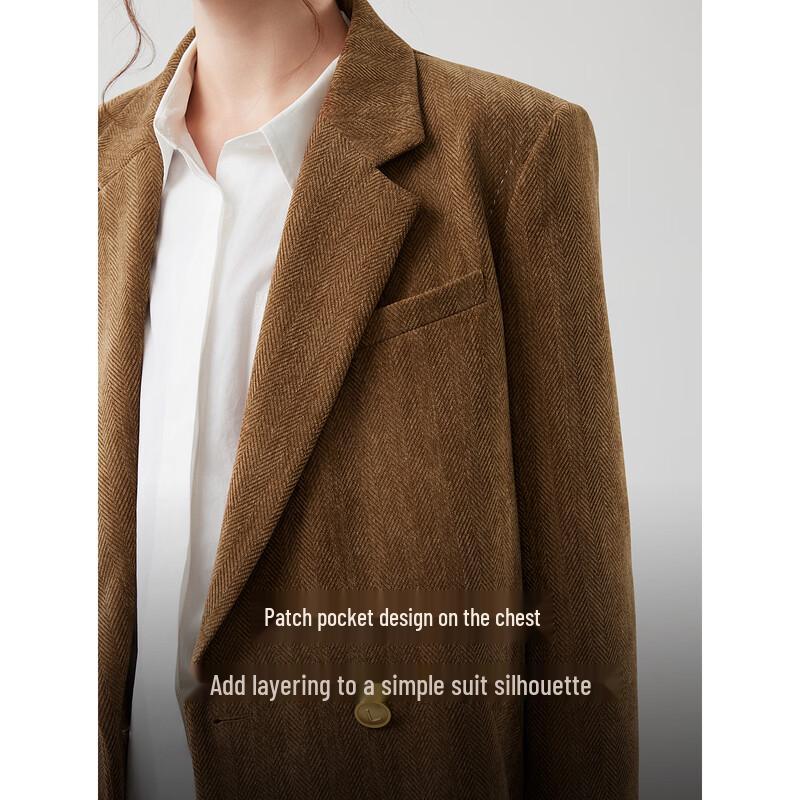 ELLE Women's Embroidered Corduroy Blazer