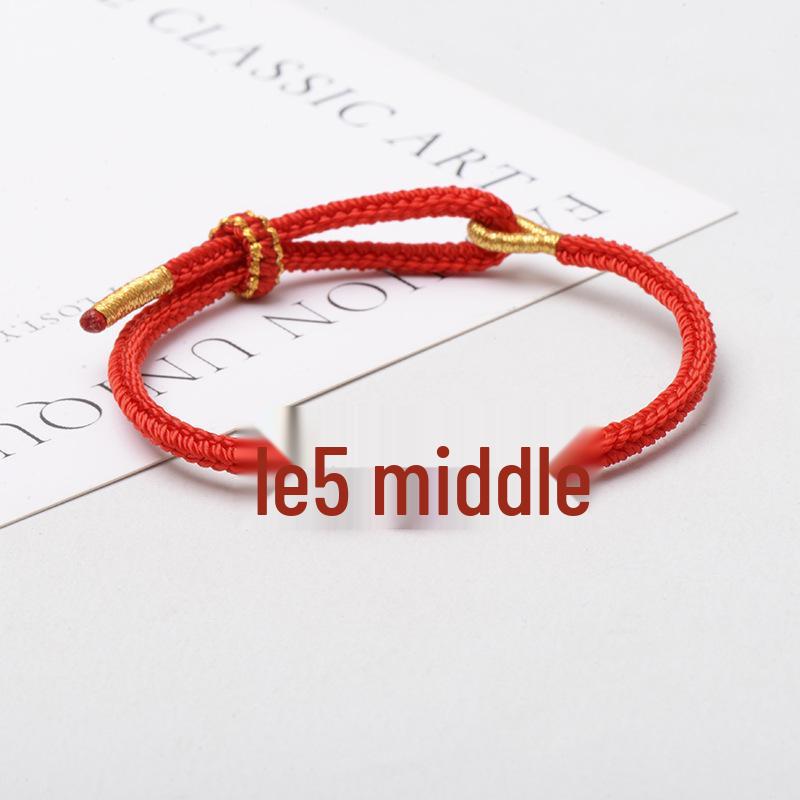 Handmade Red Rope Bracelet with Gold Pendant - DIY Semi-Finished Concentric Knot for Couples