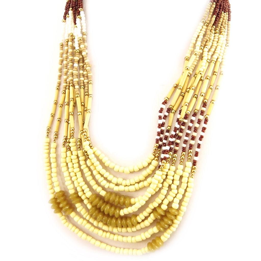 Les Trésors De Lily [L5254] - Designer Necklace 'Kilimanjaro' Golden Beige