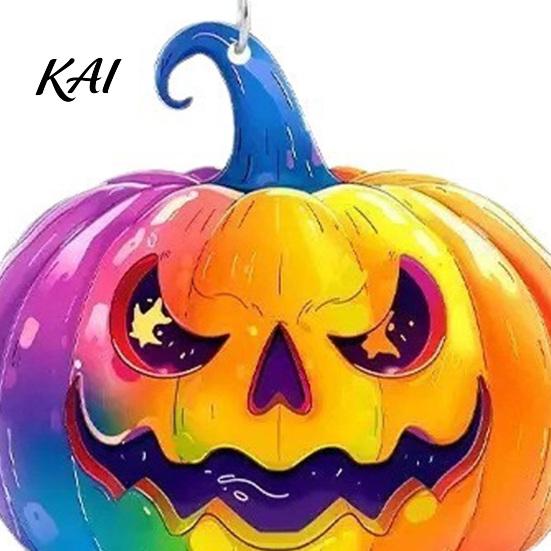 Sweet Cool Party Jewelry 1 Pair Halloween Earrings for Women, Colorful Pumpkin Dangle Non-fading Scratch-resistant Drop Earrings, Acrylic Gifts