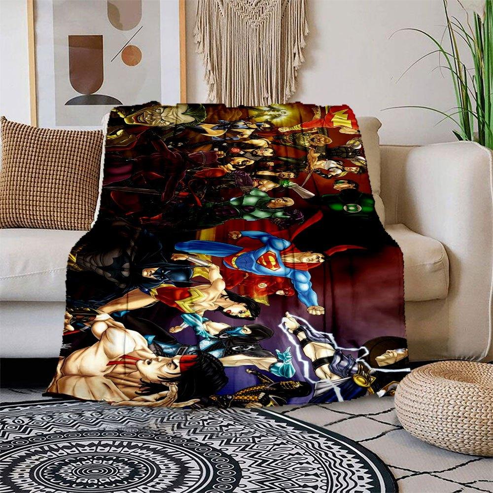 Superheldenstrijd: Epic Comics Kunstprint Dekentje Flanellen Plaid voor Bank, Bed, Reizen, Kamperen, Kantoor, Bankstel, Stoel