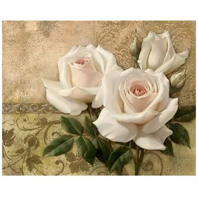 Pittura Ricamo Punto Croce Trapano Completo Decorazione Casa Diamante Rosa Fiore Pianta Immagine