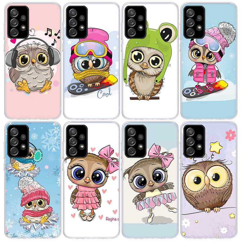 Baby Cute Owl Lover Cartoon Candy Winter Phone Case For Samsung Galaxy A17 A16 A26 A36 A56 A15 A25 A35 A55 A14 A13 A54 A53 A34 A