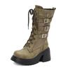 Hebilla de Cinturón de Metal Tubo Mediano Botas de Moda Suela Gruesa Muffin Botas Casuales Botas Martin Talla Grande 40-45 Botas