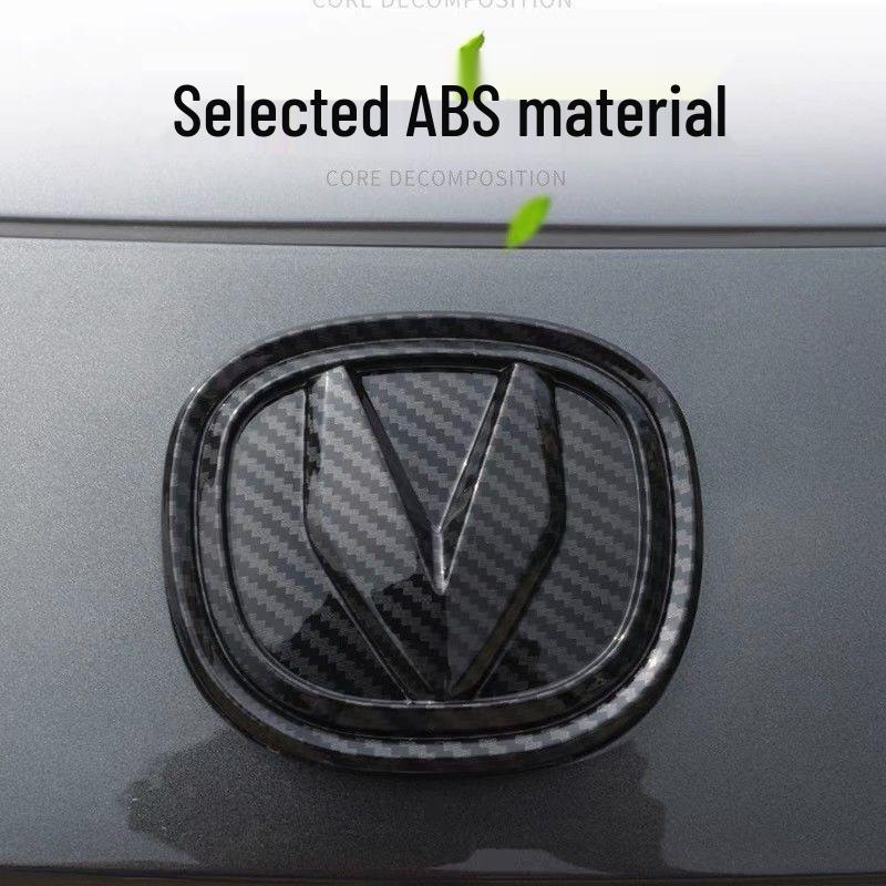 Changan UNIV Modified Car Black Carbon Fiber Logo Stickers for Front, Rear, and Steering Wheel