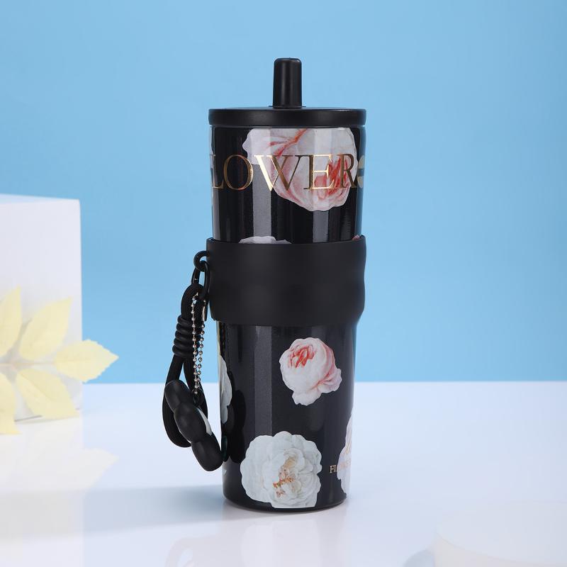 Nerezový Velký Král Hrnku Velkokapacitní Hrnky na Kávu do Auta Láhev na Čaj a Vodu Vakuová Termoska Přenosné Hrnky Hrnky se Slámkou