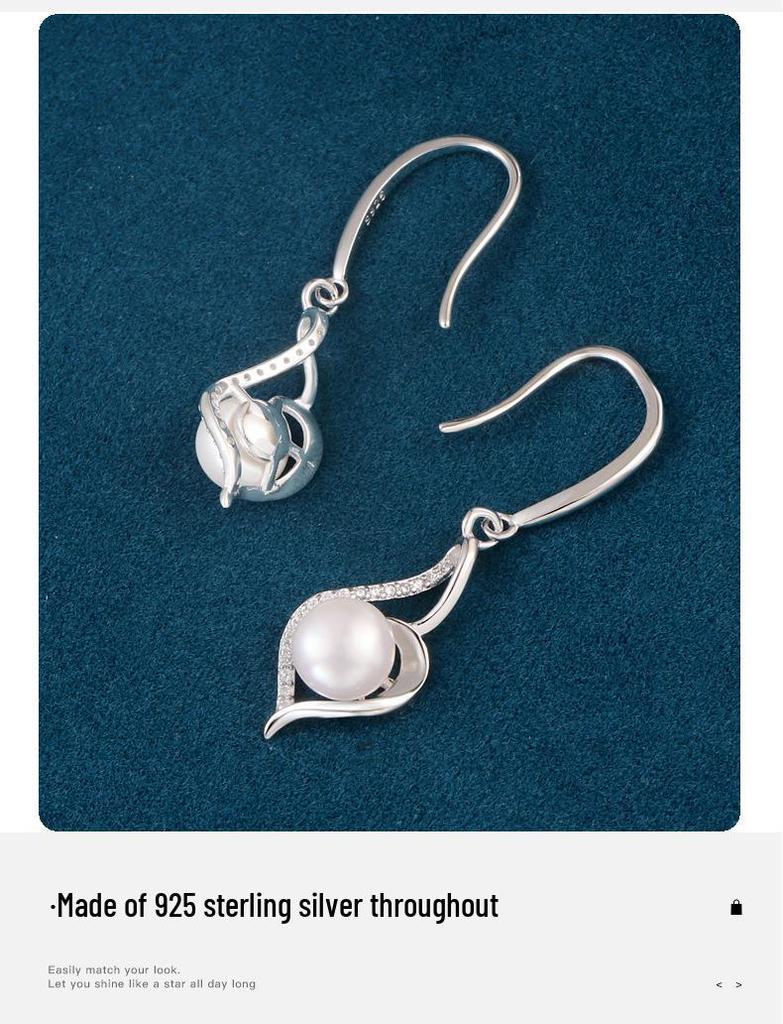 S925 Sterling Silver Baguette Pearl Dangle Earrings for Women - High-End Fashionable Water Drop Slimming Design (2026)