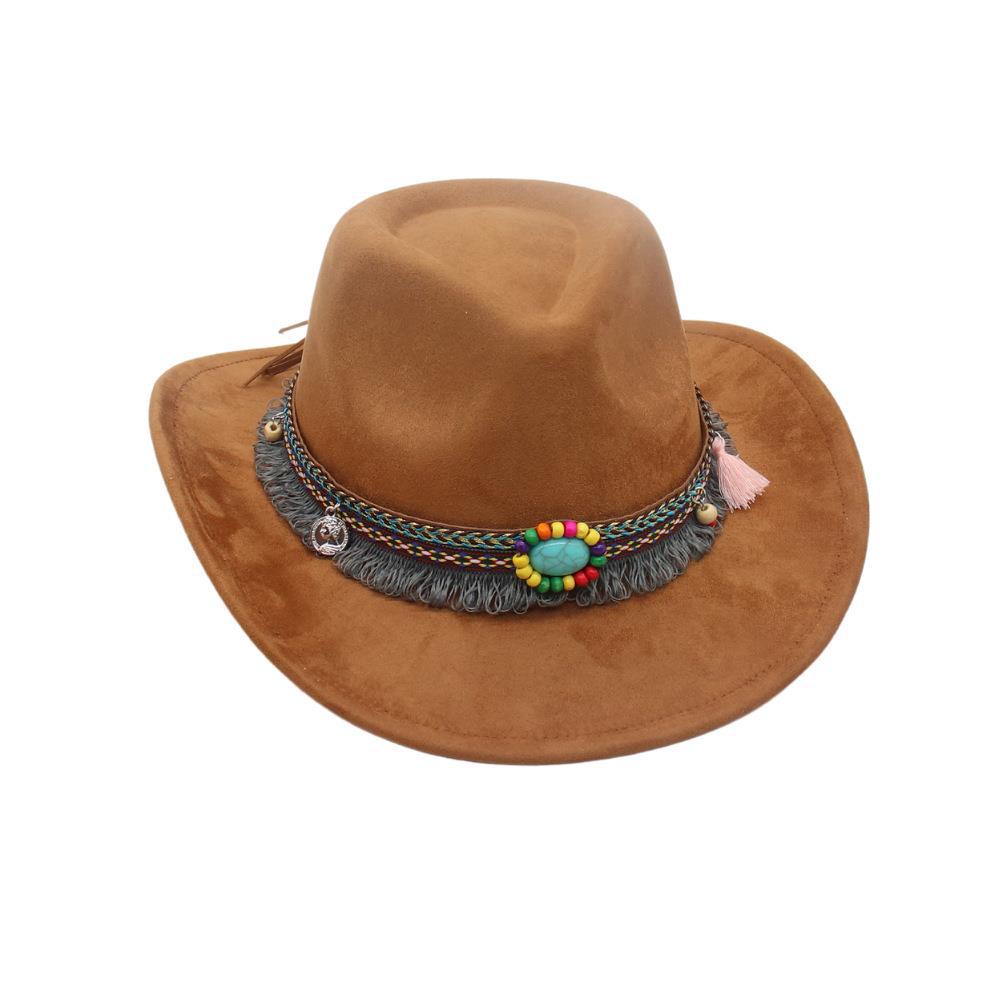 Ethnic Style Accessories Upturned Edge Felt Cowboy Hat Ethnic Style Suede Performance Dance Jazz Top Hat