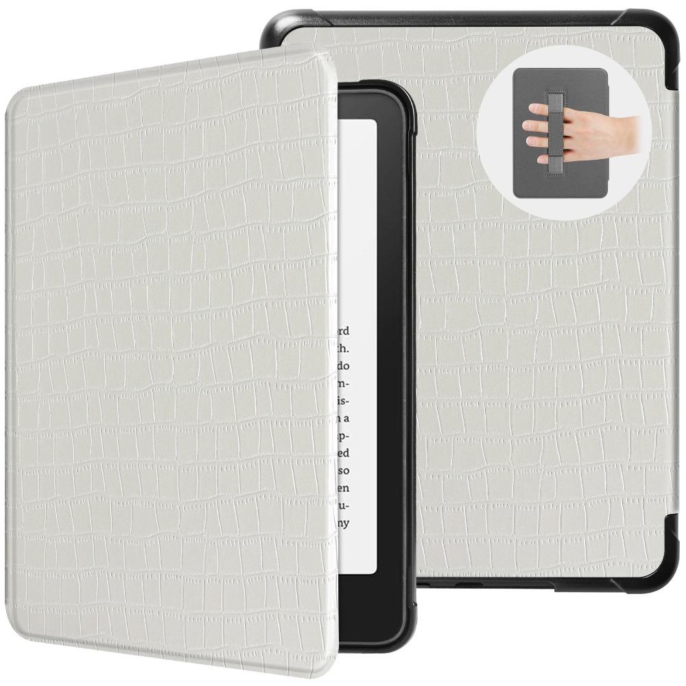 

For Kindle Paperwhite 2025 7 inch 12th e-Reader Case Colorsoft Cover PU Leather Protective Shell Auto Sleep/Wake Hand Support белый