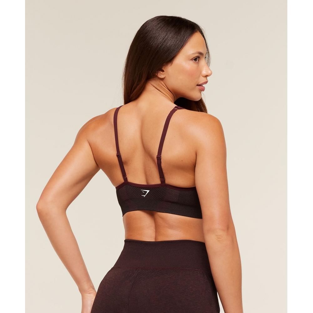 Gymshark Vital V Neck Sports Bra Rich Maroon Marl B3a4k Nc65