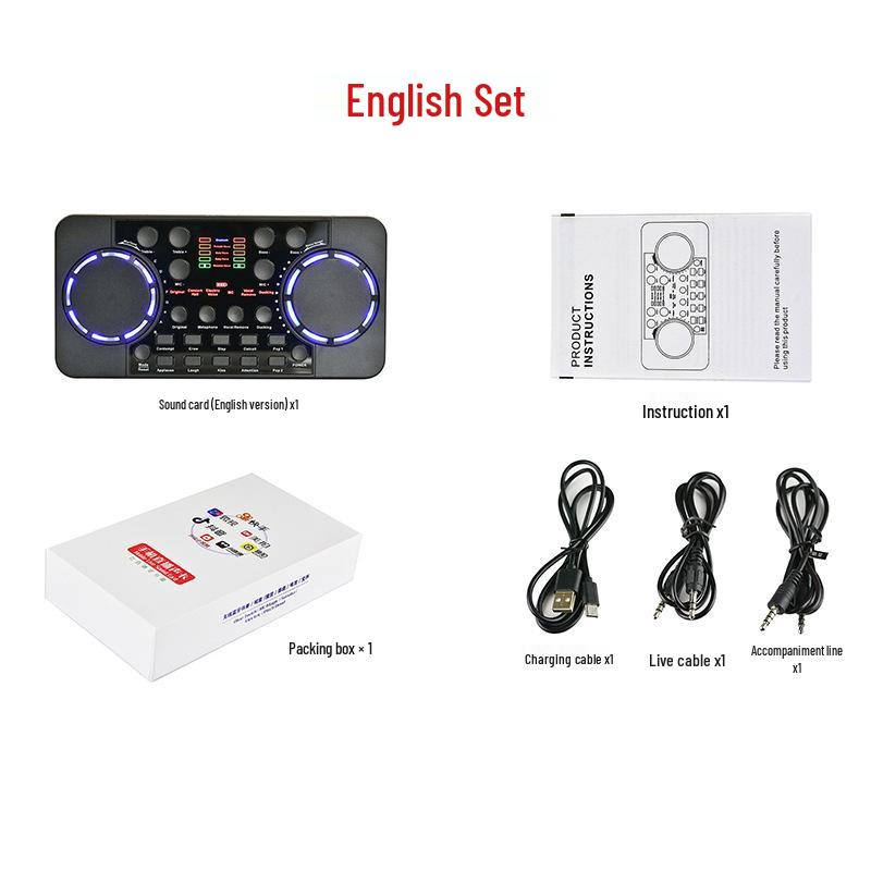 

Набор звуковой карты V300 Bluetooth для мобильных устройств и ПК с функциями реверберации для стриминга и вещания