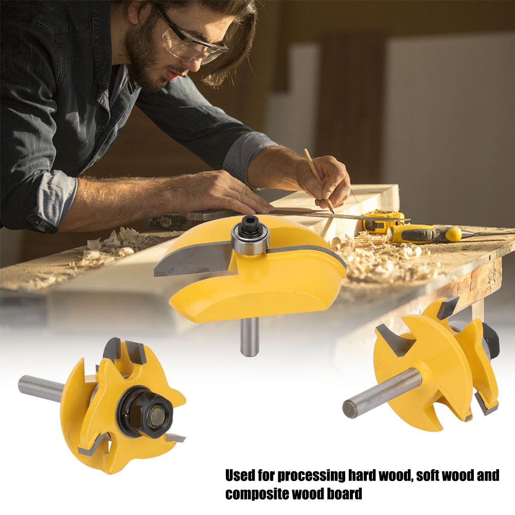 3Pcs Set 1 4in Shank Woodworking Frame Door Rail & Stile Cove Raised Panel Router Bit