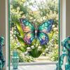 Adesivo per Finestra Design Fiore Farfalla, Aderenza Senza Colla Impermeabile Decalcomania da Parete per Soggiorno Camera da Letto Ingresso Decorazione Casa