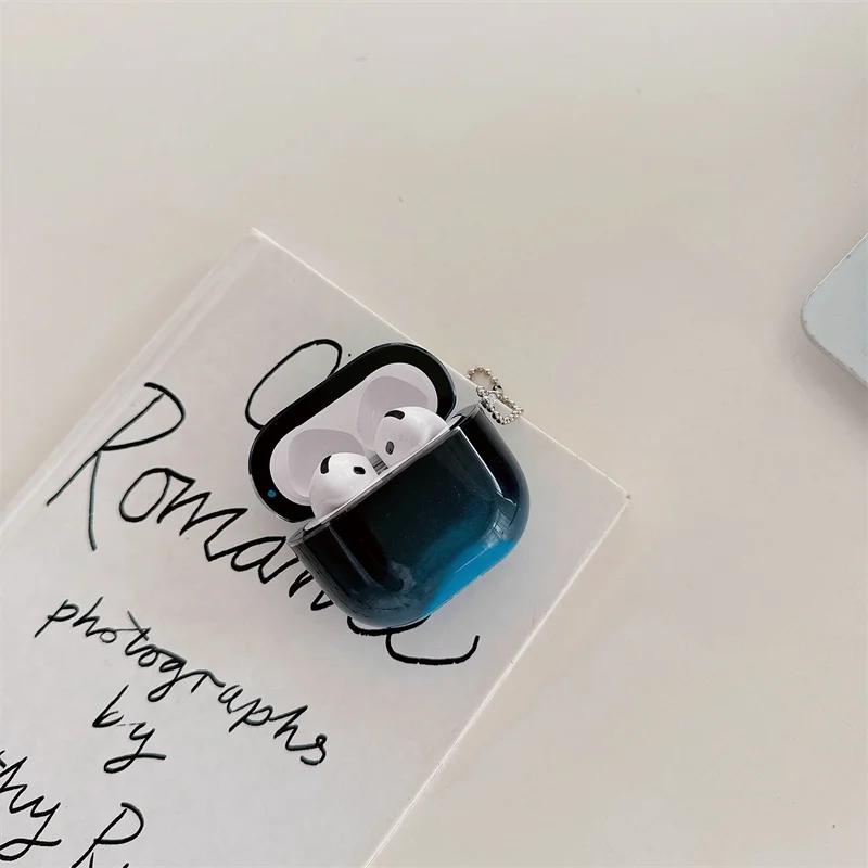 Voor AirPods Airpod 4 3 2 1 Pro 2 Hoesje Lichtgevend Glanzend Kwarts Zand Oortelefoon Cover Koptelefoon Bewegend Zand Funda Beschermende Harde Tas for AirPods 2 blauw