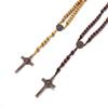 Handmade Weave Saint Benedict Medal Antique Wooden Rosary Cross Car Hanging Vintage Catholic Religious Jesus Ornament