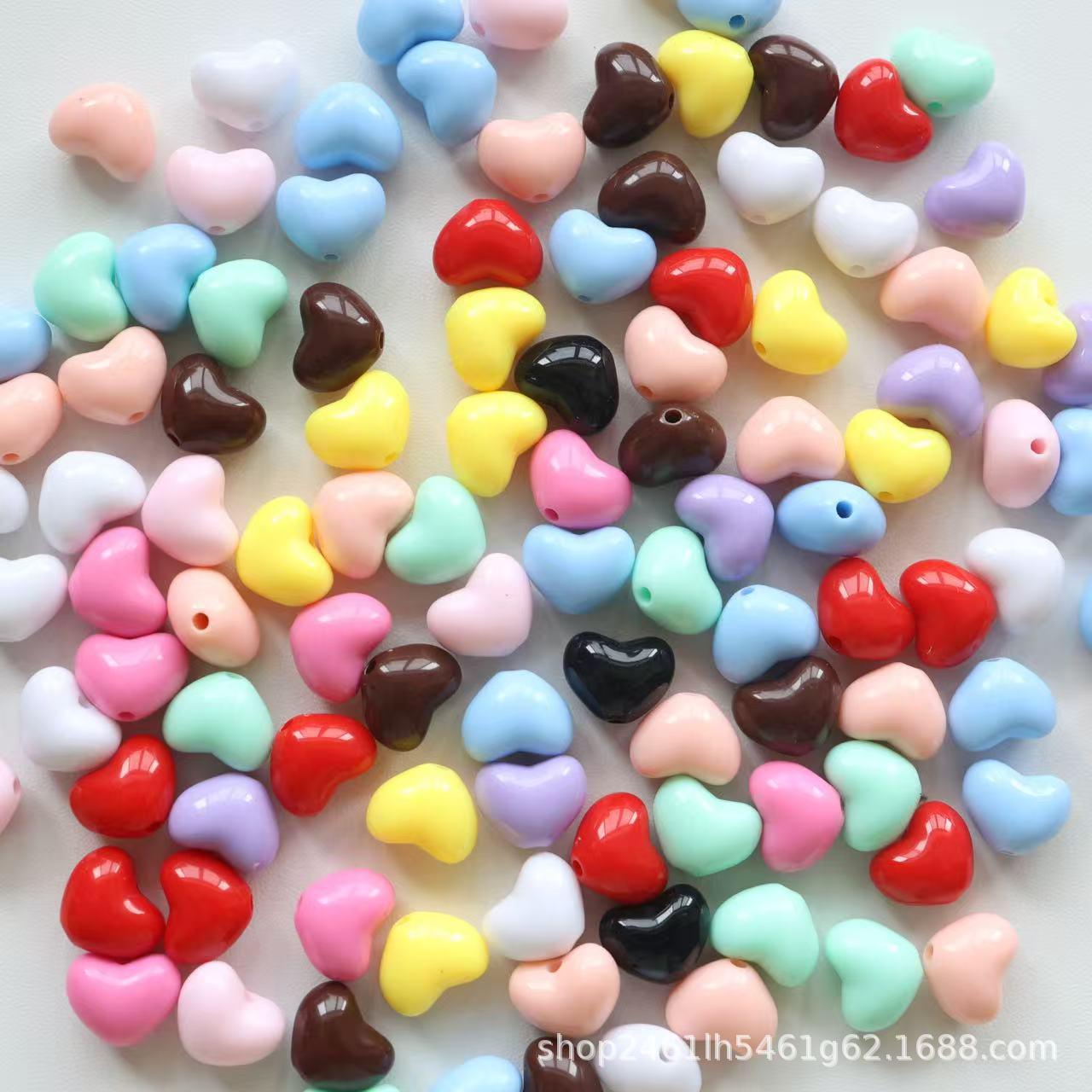 Macaron Heart-Shaped Bead Jewelry for DIY Bracelets, Earrings, Phone Chains, and Necklaces Red
