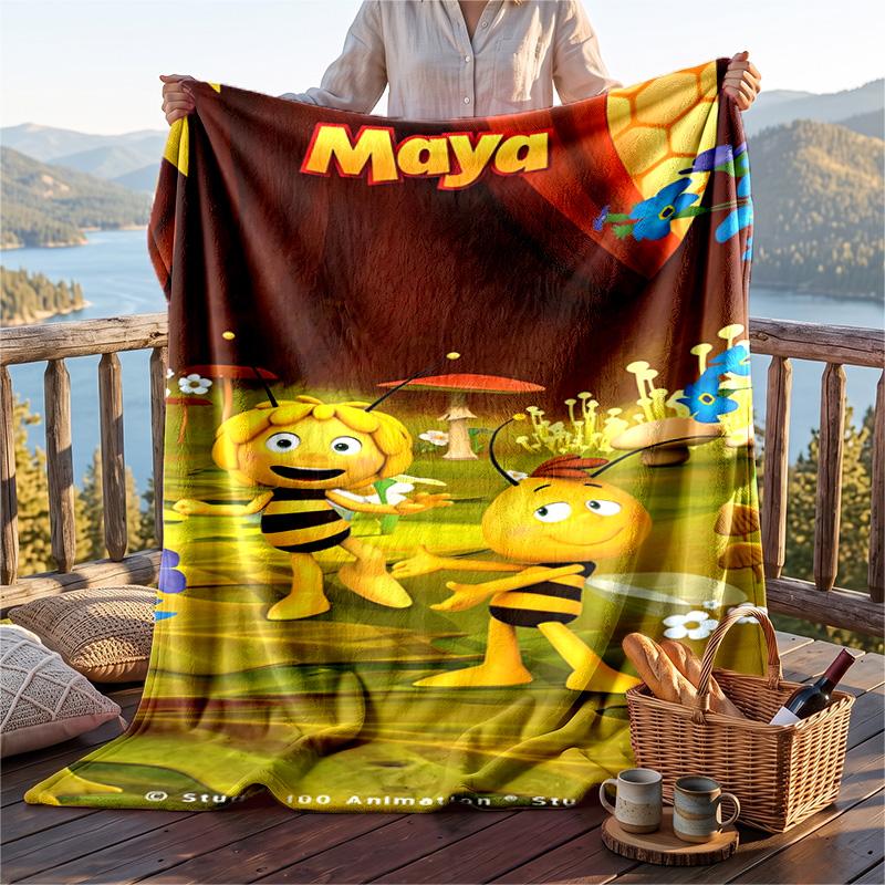 Warme Flanelldecke Biene Maja Muster, Leichte Komfortable Überwurfdecke für Bett Sofa Nutzung